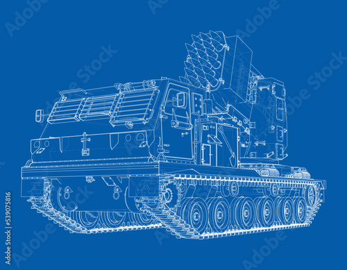 Military track missle system. Vector