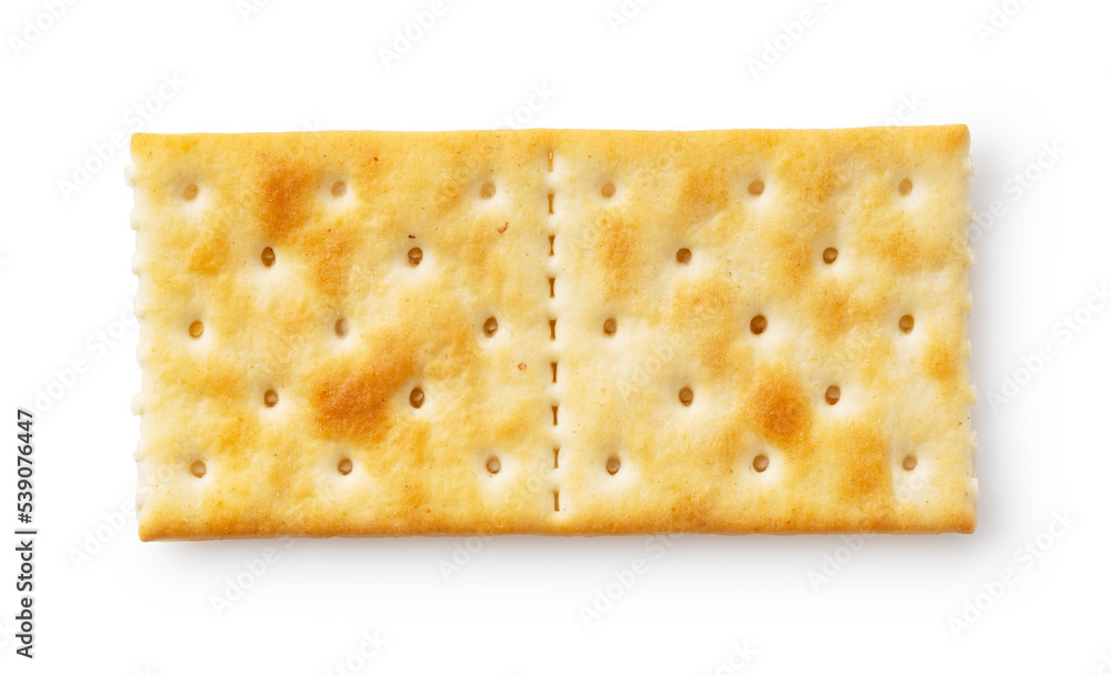 Crackers placed on a white background.