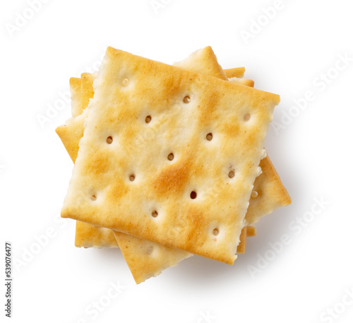 Crackers placed on a white background.