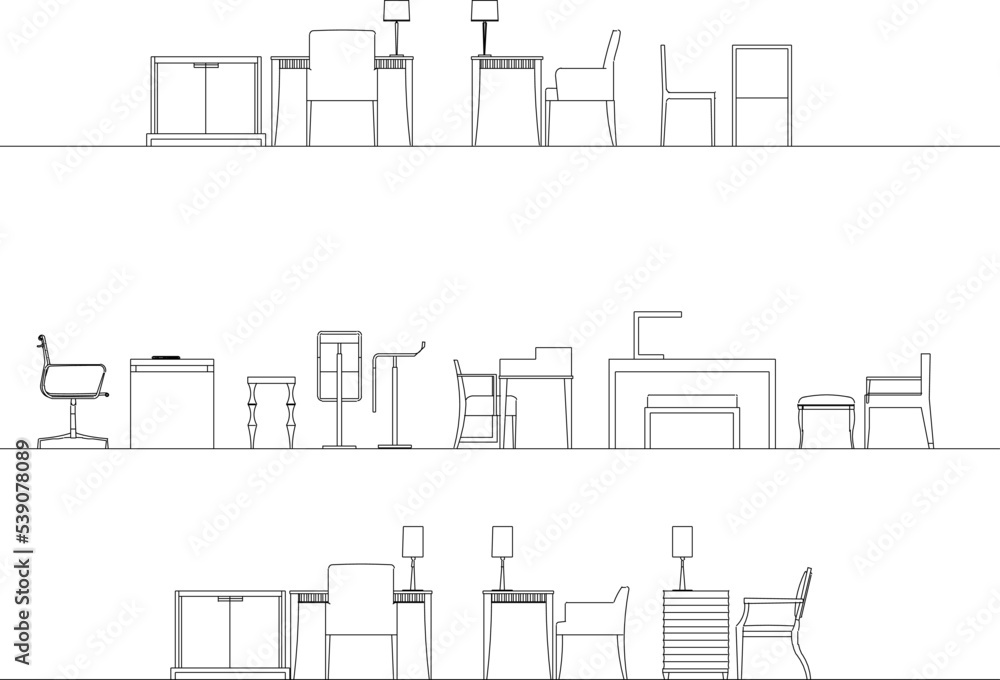 minimalist workspace interior sketch vector design