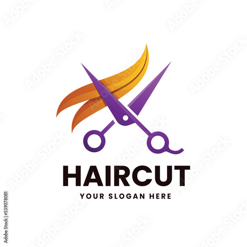 Haircut logo gradient vector icon template