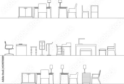 minimalist workspace interior sketch vector design