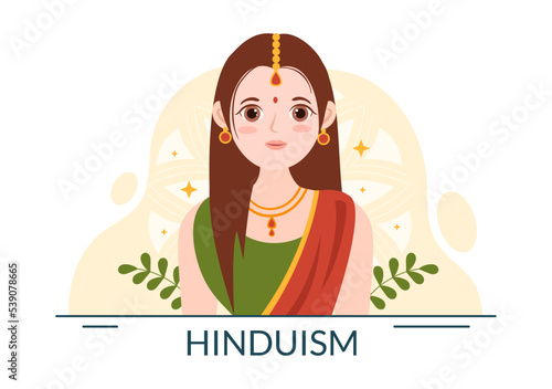 Hinduism of Various Indian God Flat background Cartoon Hand Drawn Templates Illustration