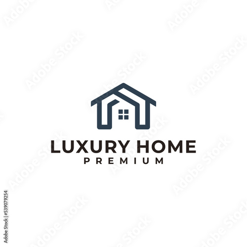luxury home logo design vector, house line art icon logotype