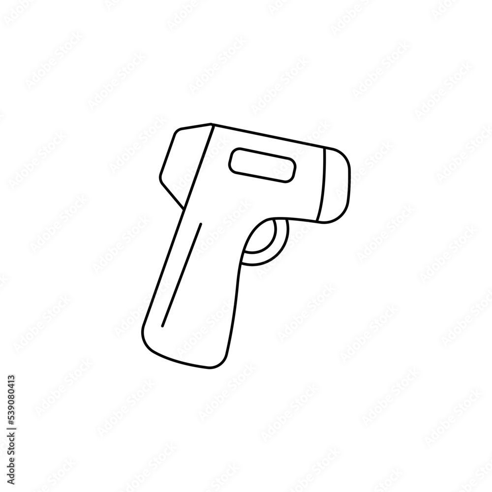 Contactless Infrared Thermometer icon in flat style isolated on white background shows the heat temperature. Vector illustration.