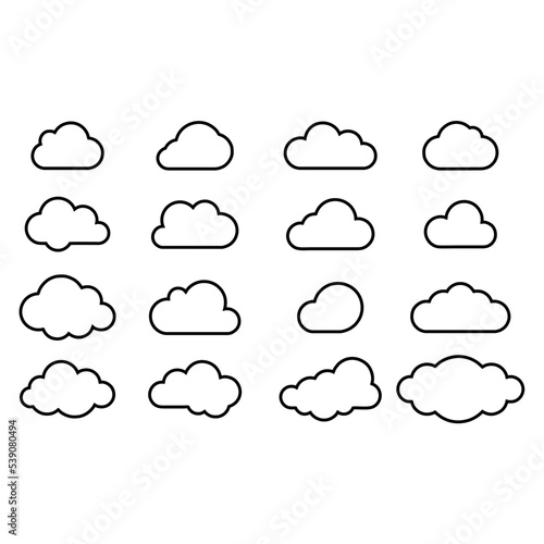 Clouds collection. Cloud vector icons. Clouds in line simple design. Vector illustration