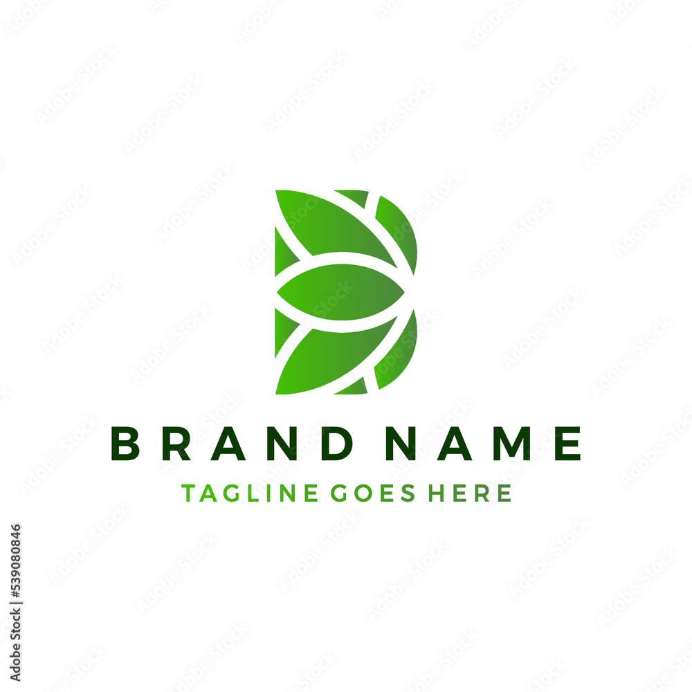 nature leaf with monogram letter B logo design template vector illustration nature leaf with monogram letter B logo design template vector illustration