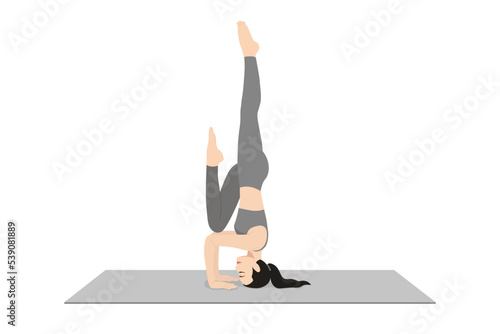 Tripod Headstand Prep One Leg Half Raised, Catur Svanasana Sirsasana Eka Janu Kurpara Eka Pada Ardha Urdhva