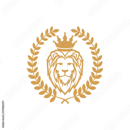 Fototapeta Naklejka Na Ścianę i Meble -  king lion shield luxury logo design transparent background