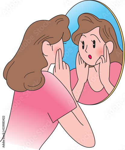肌のトラブルを気にする女性
