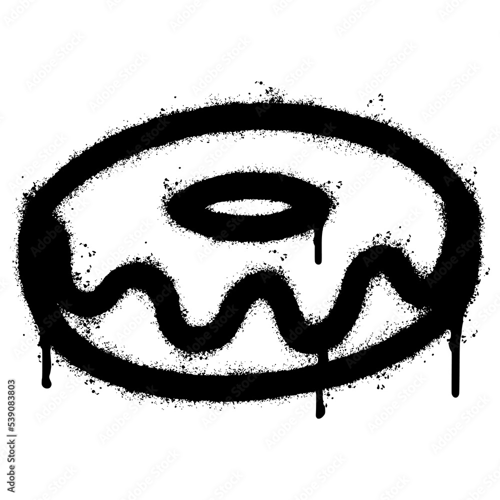 Spray Painted Graffiti Donut icon Sprayed isolated with a white background. graffiti Donut symbol with over spray in black over white. Vector illustration. Spray Painted Graffiti Donut icon Sprayed isolated with a white background. graffiti Donut symbol with over spray in black over white. Vector illustration.