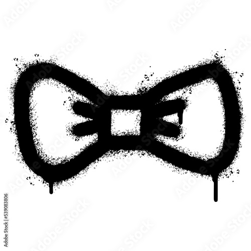 Spray Painted Graffiti Bow tie icon Sprayed isolated with a white background. graffiti Bow tie symbol with over spray in black over white. Vector illustration.