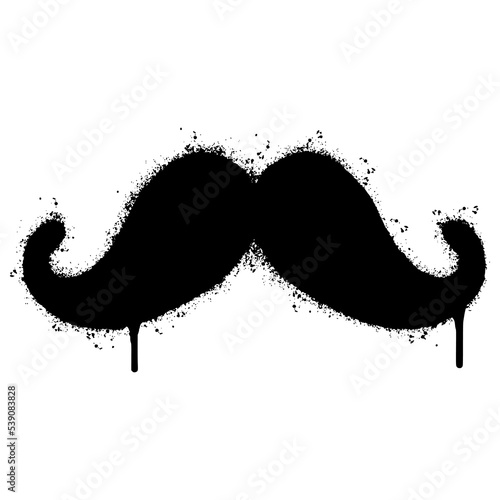 Spray Painted Graffiti moustache icon Sprayed isolated with a white background. graffiti mustache symbol with over spray in black over white. Vector illustration.