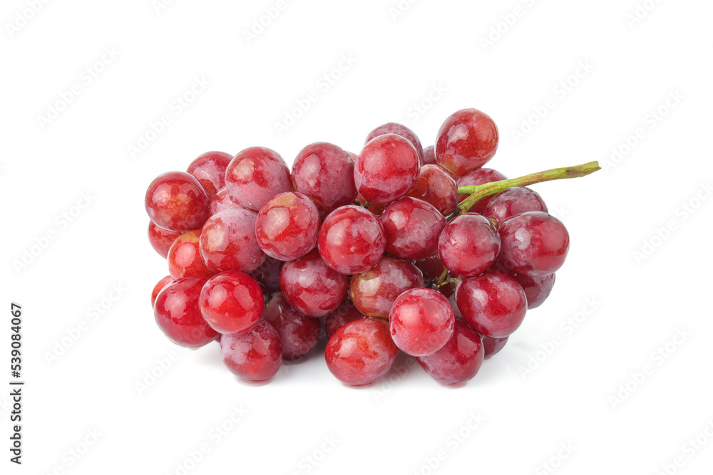 Ripe red grape. Pink bunch isolated on white. With clipping path. Full depth of field