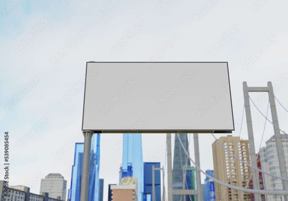 Obraz premium 3D mockup blank billboard in downtown rendering