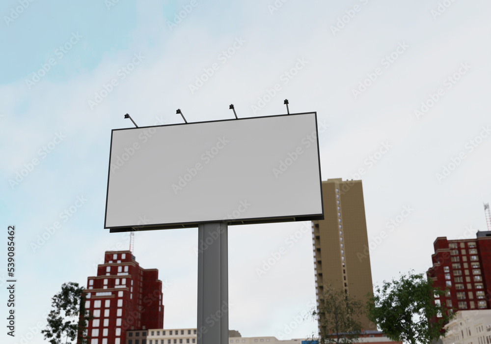 Fototapeta premium 3D mockup blank billboard in downtown rendering