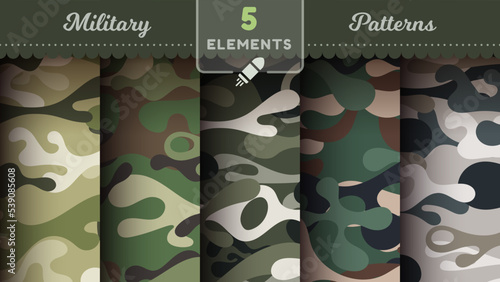 Camouflage seamless patterns, military texture, bundle war fabric