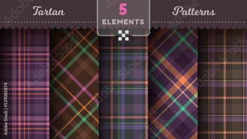 Tartan Halloween seamless patterns, merry christmas texture, checkered scottish fabric