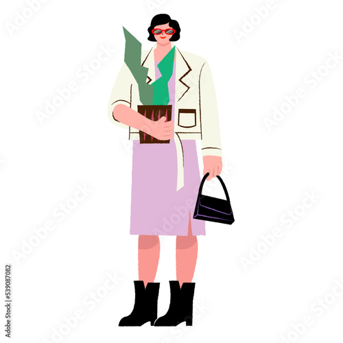 Woman holding plant pot vector illustration