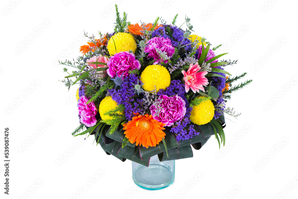 Fototapeta premium Mix flower vase white background