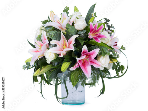 Lily flower vase in white background