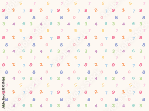 Colorful and cute number patterns from 1 to 9 arranged in a random way