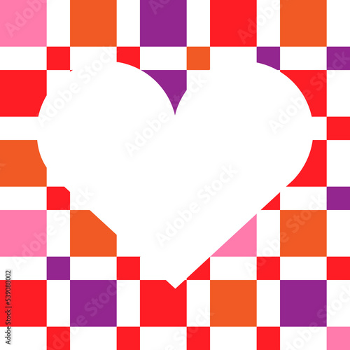 Pattern colorful hearts on white background. Color pattern with hearts. Space pattern hearts. Backdrop for valentines day or card love.