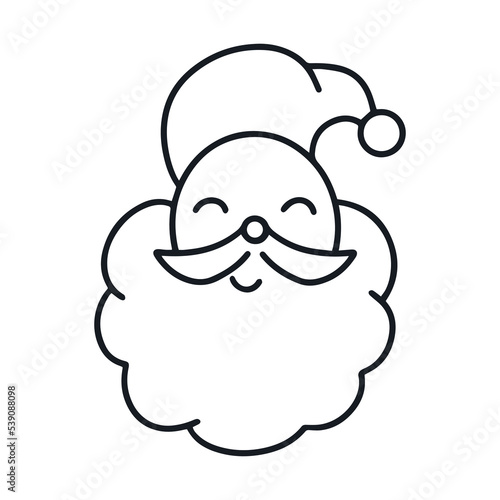 Santa claus christmas character doodle illustration. Contour isolated image New Year s Santa Claus. Hand drawn sketch festive winter character vector