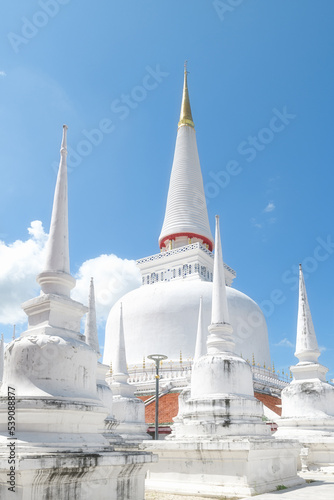 white pagoda at Wat Phramahathat Woramahawihan of thailand photo