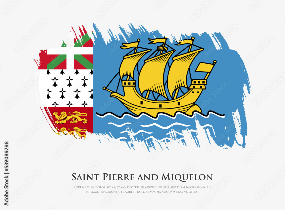 Obraz premium Creative textured flag of Saint Pierre and Miquelon with brush strokes vector illustration