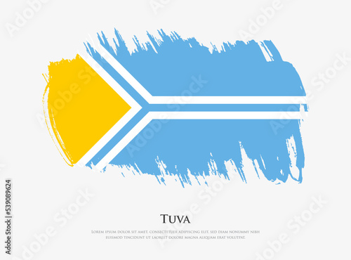 Creative textured flag of Tuva with brush strokes vector illustration