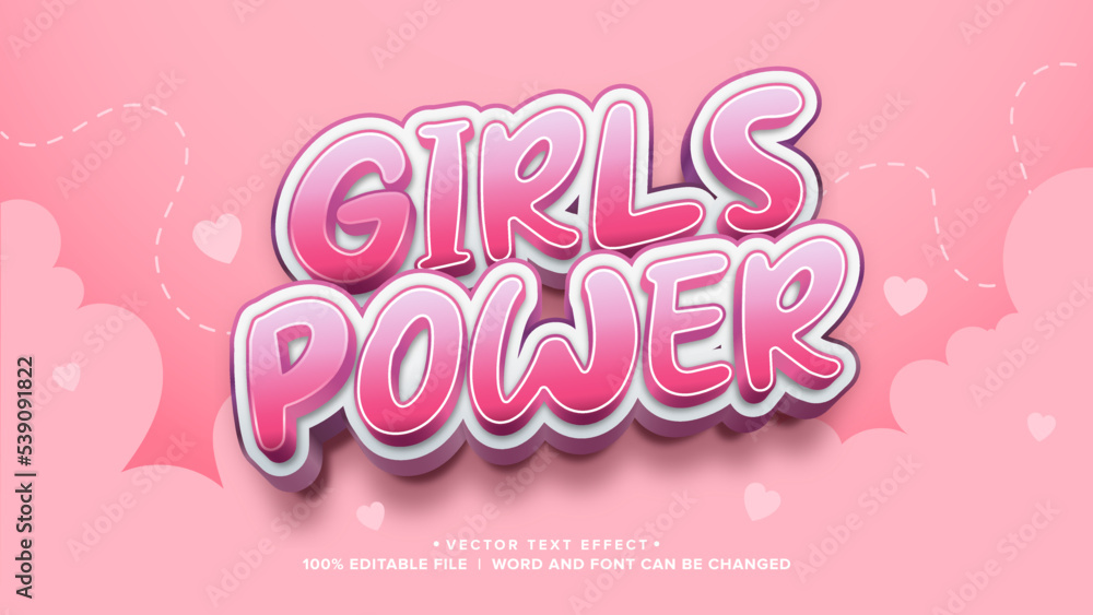 Text Effect girls power, pink color background