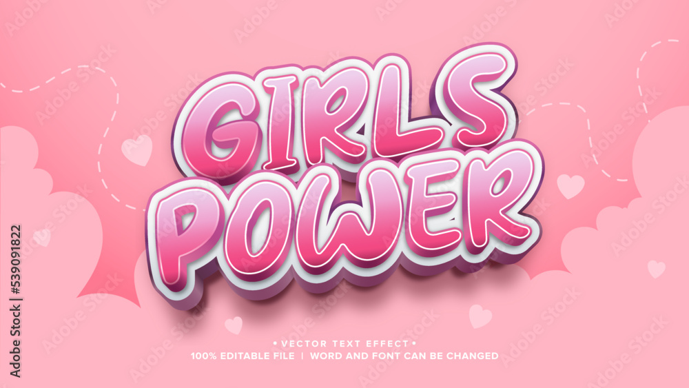 Text Effect girls power, pink color background Text Effect girls power, pink color background