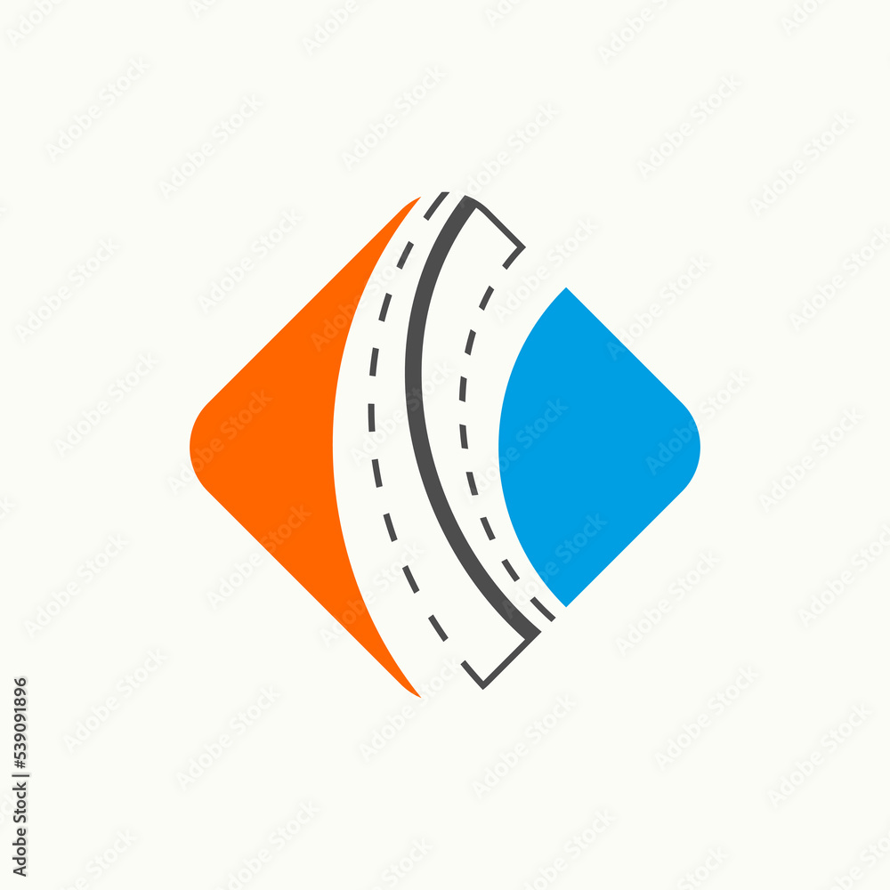 Simple and unique two ways or double road on block rectangle image ...