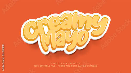 Text Effect creamy mayonnaise, food logo text effect