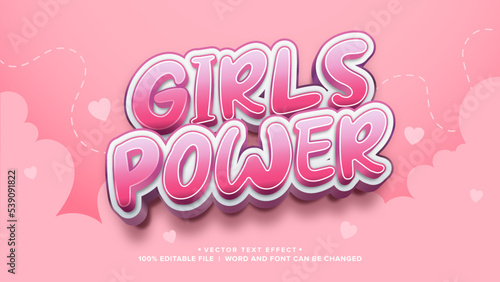 Text Effect girls power  pink color background