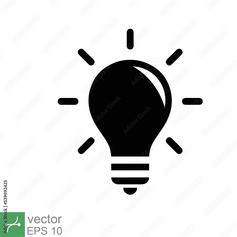Lamp icon. Simple solid style. Bulb, light, idea, lightbulb, intelligent, think, creative concept. Glyph vector illustration flat symbol isolated on white background. EPS 10. Lamp icon. Simple solid style. Bulb, light, idea, lightbulb, intelligent, think, creative concept. Glyph vector illustration flat symbol isolated on white background. EPS 10.