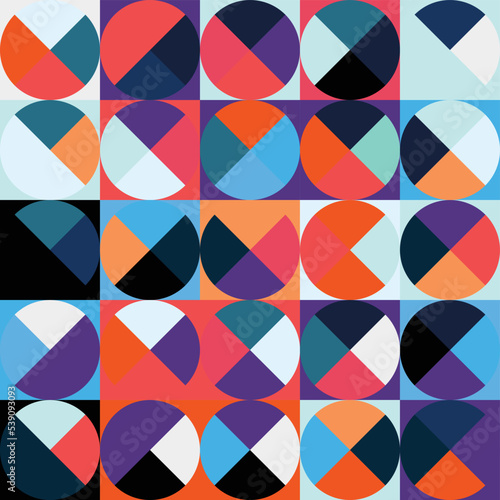 Geometric Circle shape Bauhaus pattern. Vector design and modern colorful art. Abstract Bauhaus design pattern. 