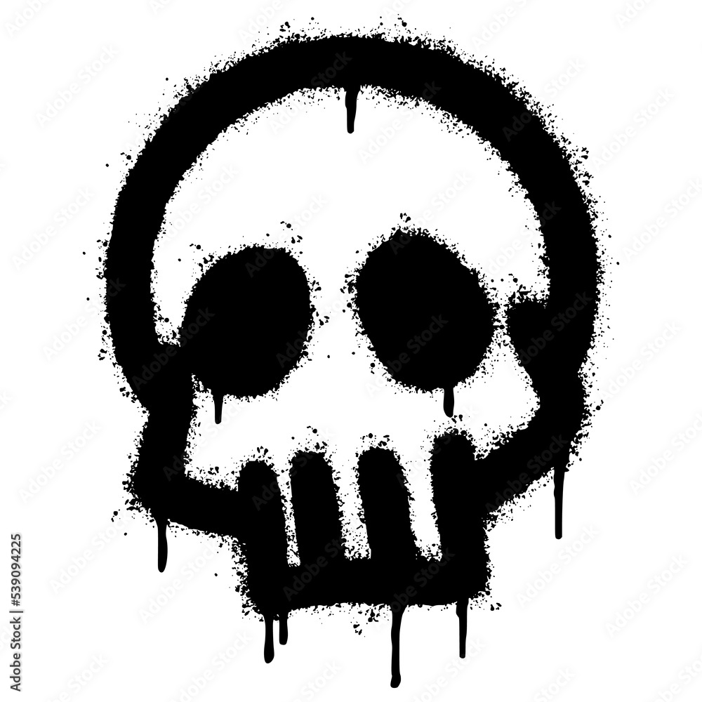 Spray Painted Graffiti skull icon Sprayed isolated with a white background.  graffiti skull symbol with over spray in black over white. Vector  illustration. Stock Vector | Adobe Stock