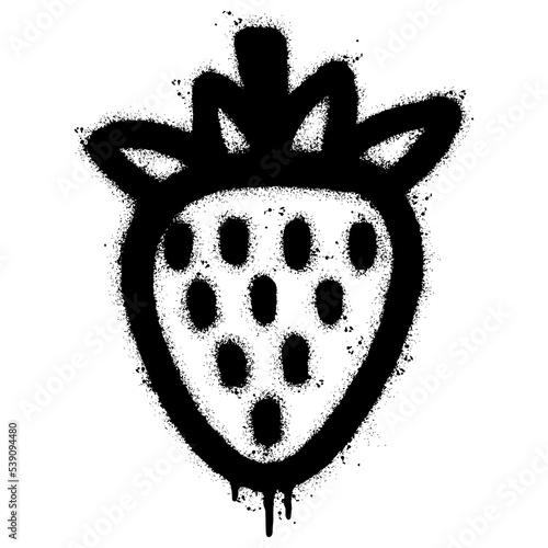 Spray Painted Graffiti Strawberry icon Sprayed isolated with a white background. graffiti Strawberry symbol with over spray in black over white. Vector illustration.