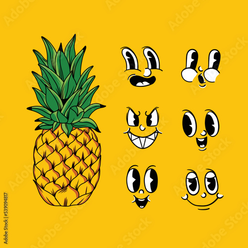 Editable pinneapple emotion set vector design