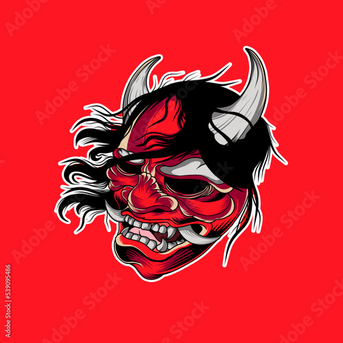 Oni Japanese style horror mask is perfect for your apparel business design