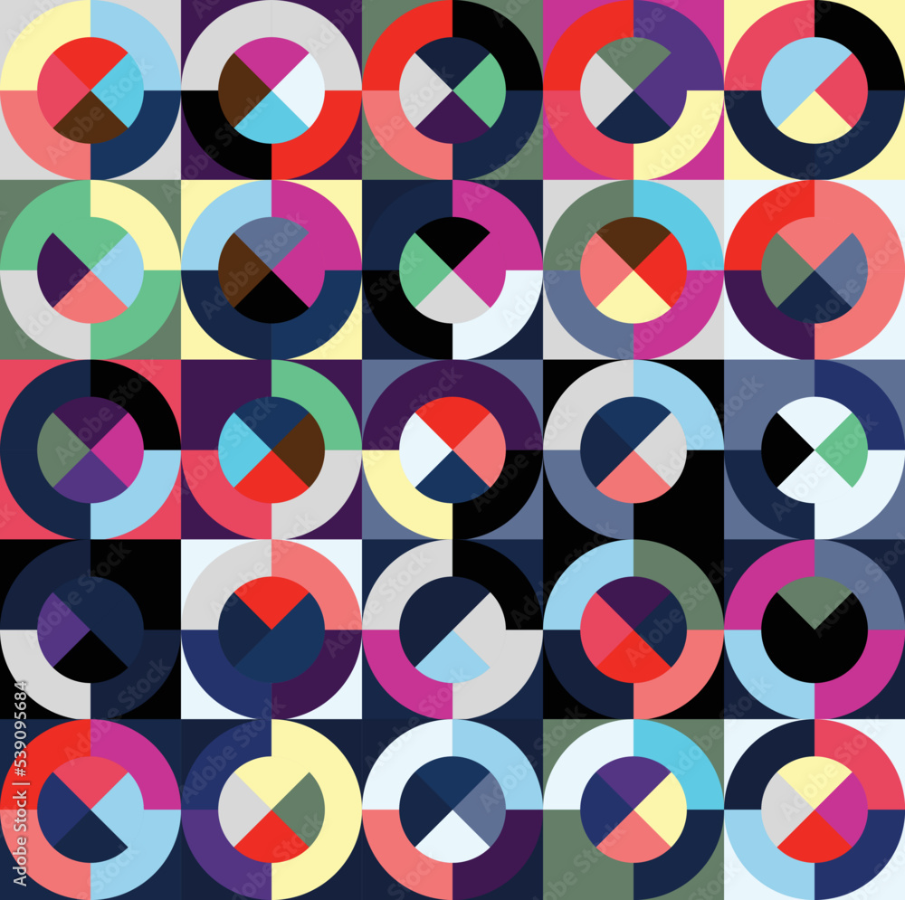 Geometric Circle shape Bauhaus pattern. Vector design and modern colorful art. Abstract Bauhaus design pattern. 