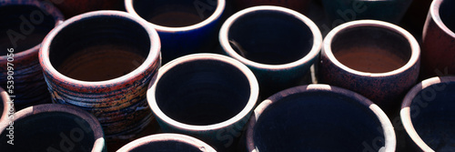 Quadro su tela Faience old handmade clay pots. Old pottery