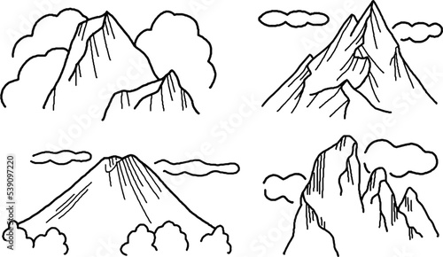 山の線画ベクターイラスト