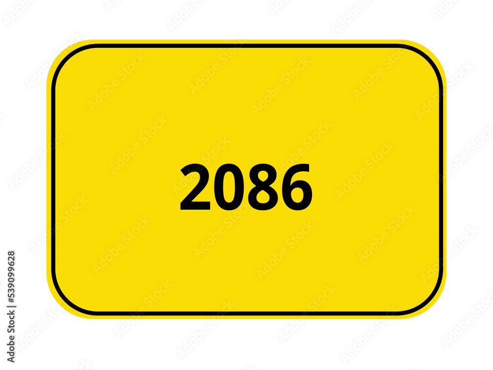 gelbes Ortseingangsschild - Jahr 2086 gelbes Ortseingangsschild - Jahr 2086