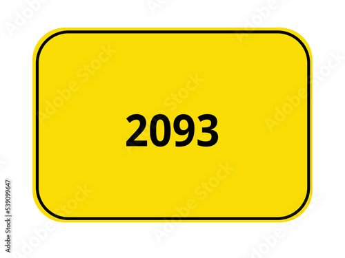 gelbes Ortseingangsschild - Jahr 2093