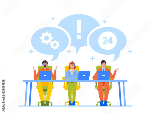 Call Center Hotline, Operator And Client Communication, Specialist Solve Clients Problems Online. Technical Support