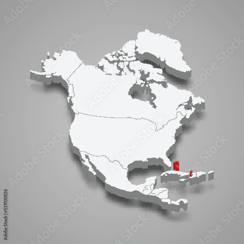 Bahamas country location within North America. 3d map