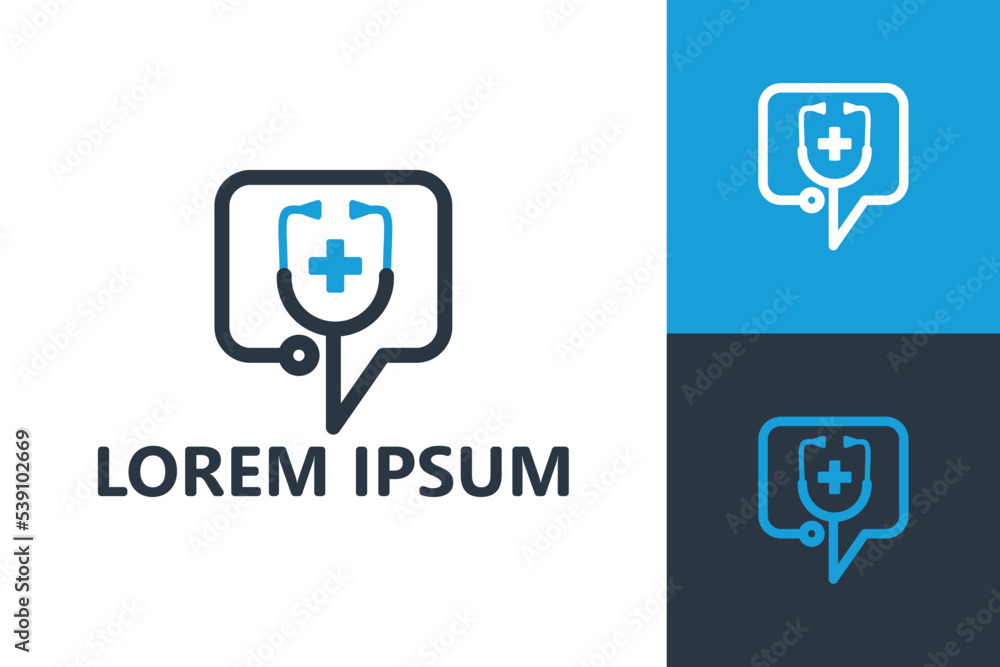 Stethoscope medical chat logo template design vector Stethoscope medical chat logo template design vector